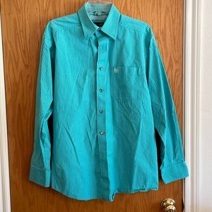 Ariat Pro Series Turquoise Checkered Long Sleeve Button Down